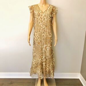 Vintage Tristan & Iseut Babydoll Floral Romantic Camisole Midi Dress. Size 06.